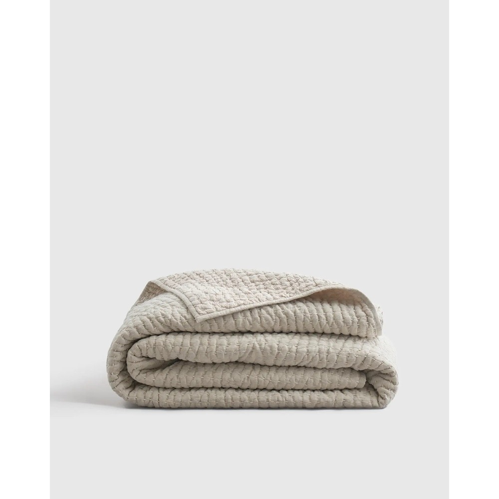 Quince European Linen Cotton Stitch Quilt Full/Queen Natural Without Sham Set